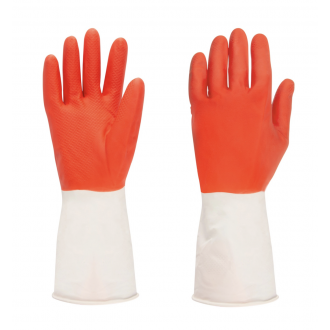 Перчатки латексные Биколор, XL, бело-красные