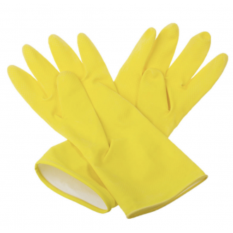 Перчатки латексные с х/б напылением, XL, желтые